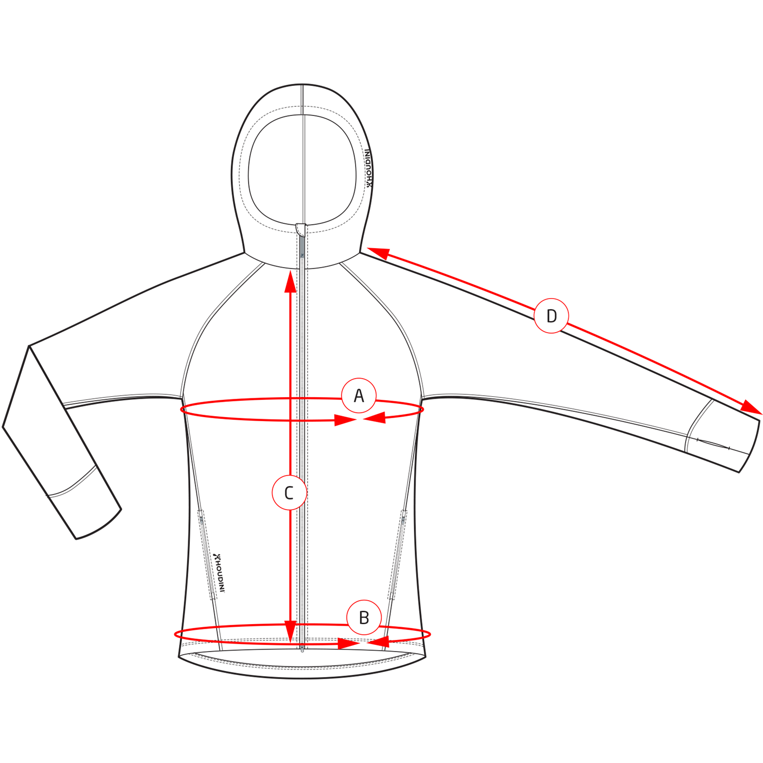Houdini Måttguide W´s Outright Houdi