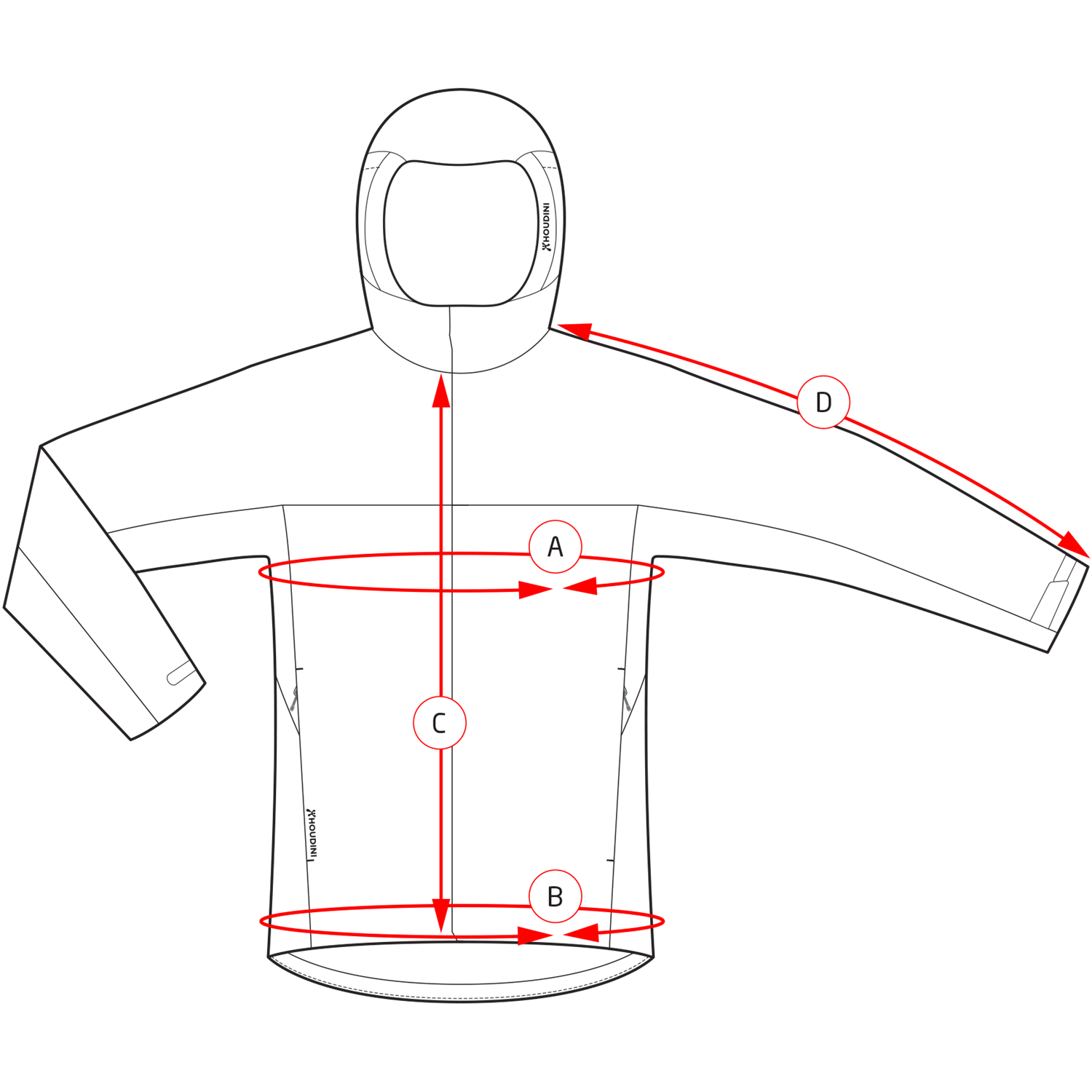 Houdini Måttguide W´s Fall in Jacket